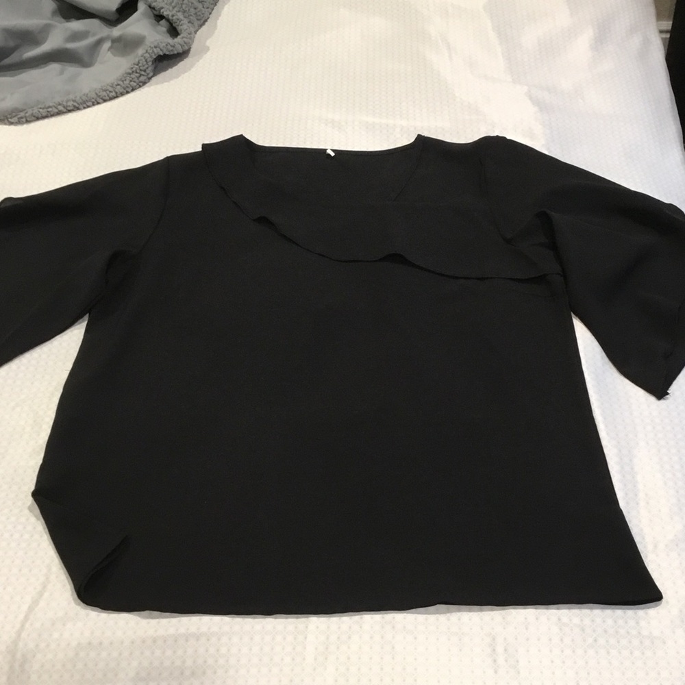 Unk Black Women's Blouse with Ruffle Detail